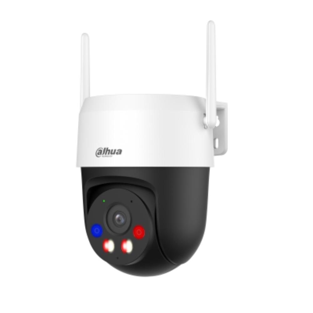Cámara Dahua PT 360 grados para exterior, Wifi 6, 3MP, IP66, Bluetooth pairing, IR hasta 10mts, AI Detección Humana y Vehículos, Patrullas (Preset Patrol), Luz de advertencia roja y azul, Auto seguimiento Humano y de Vehículos, Alarma por Sonido Anormal, Alarma de Sonido y de Luz, Smart Dual Light, Audio bidireccional, Soporta Micro SD hasta 256GB,